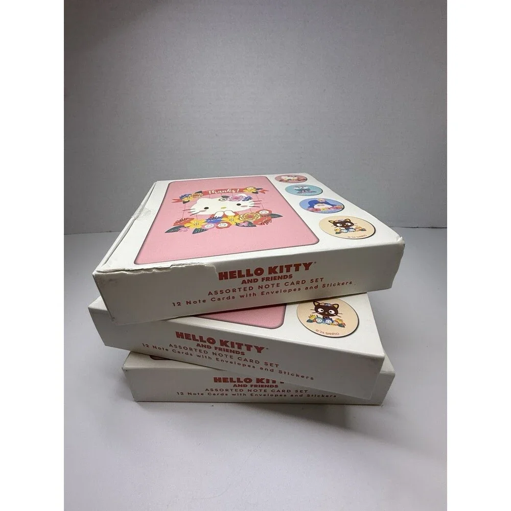 Hello Kitty 3 Pack Of 12 Bundle Note Card Set 36 Total Thanks Note Cards New